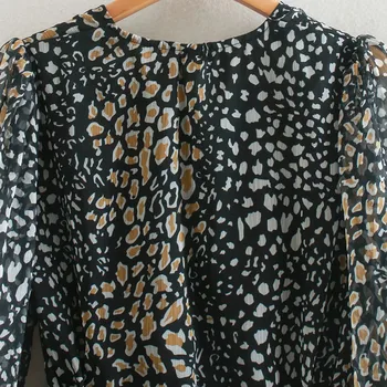 Uus Mood Naiste Trükitud Leopardi Kleit Pikkade Varrukatega Suvine Kevad Kleit Seksikas V-kaelus Naiste Mini Kleit Tilk Laevandus
