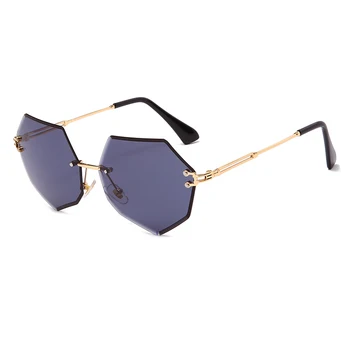 Uus Mood Rimless Päikeseprillid Luksus Naiste Metallist päikeseprillid Isiksuse Hulknurk Tooni UV400 Prillid Oculos Gafas de sol