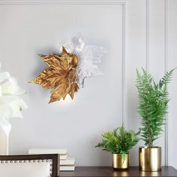 Uus Moodne Crystal Wall Lamp Disainer Maple Leaf Seina Lamp Valgus Luksus Loominguline Elutuba Hotel Teenetemärgi Lamp Inventar