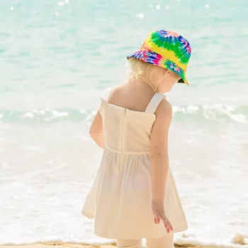 Uus Päikesekaitsetoodete Beach Baby Päike Müts Vabaaja Hingav Basseini Beach Müts Tie-dye Laste Päikesekaitse Kalamees Müts Детские Шапки 2021