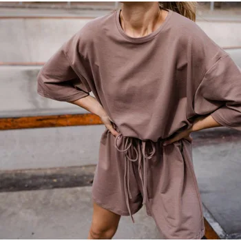 Vabaaja Kostüümid Naiste lühikesed Püksid Komplekti 2021 Kuuma Naiste Kaks rõivakomplekti (Solid Color Kodus Lahti Suvel Moe Ülikond Püksid Suusavarustus Komplekti