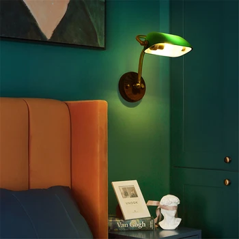 Vintage roheline lambivarju pronks seina lambid magamistuba uuringu tööstus vahekäiguga retro öö peegli ees bank sconces süttib valgustus