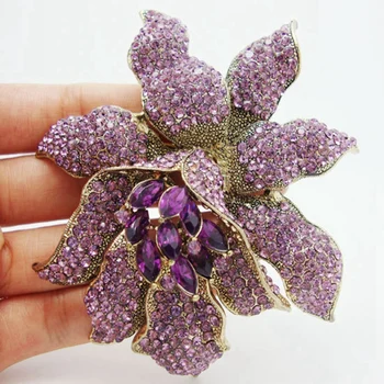 Vintage Stiilis Pross Lilla Kivid Crystal Orhidee, Sõle Pin-Mood Naine Lill Prossid