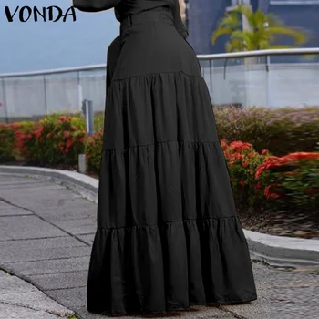 VONDA 3 Värvi Naiste Seelikud Suvel Tahke Elegantne Plisseeritud Pikk Maxi Seelikud Daamid Lukuga Kõrge Vöökoht Seelik Streetwears