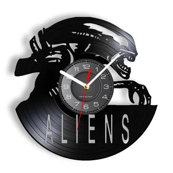 Välismaalase Xenomorph Monster Warior Vinüül Rekord Kella Alienware ET Seina Art Kell Kosmoses Kosmiline Home Decor Seina Vaadata