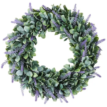 Välisuks Pärg 18 Tolline Kunstlik Lavendel Pärjad Christmas Pulmad Decor Talvel, Kevadel, Suvel, Sügisel Pukspuu Väljas