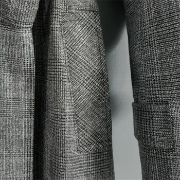 Windbreaker meeste kraavi mantlid пальто мужское üle-põlve-kevadel ja sügisel uue äri mood topelt-rida ruuduline riided