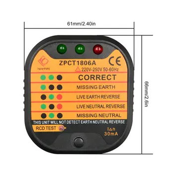 ZPCT1806A Pistikupesa Pistikupesa Tester Detektor Polaarsus Vooluringi Pinge Pistik Kaitselüliti UK Ground Zero Line Lülitage Ohutuse Electroscope
