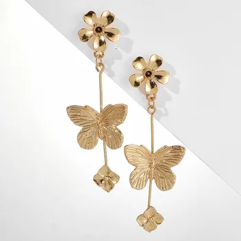 Äsja Euramerican Retro Fashion Kõrvarõngad Boho Stiil, Imitatsioon Pearl Golden Flower Jätab Tolknema Kõrvarõngad DO99