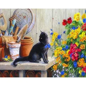 Õli Pilt Numbrid, Kass, Lõuend Raamimata 40x50 Joonistus Käega Maalitud Lõuend Värvi Täiskasvanute Värvimine Numbri Järgi Art Decor